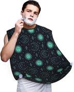 Professional Beard Bib, Non-Stick Hair Catcher Apron Waterproof, Shaving Grooming Essential for Men Dad, Trippy Sun Moon Star Shave Bib