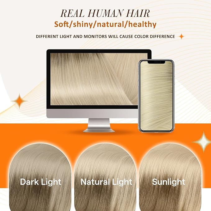 Full Shine Human Hair Clip in Extensions Brown Ombre Hair Extensions Clip ins Light Brown Ombre Platinum Blonde Short Clip ins Full Head 12 Inch 8 PCS 95 G