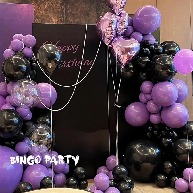 MEBAY Black Purple and Silver Balloons Arch Kit - Image 3