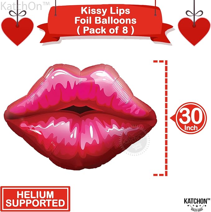 KatchOn Red Lip Balloons 30 Inch - Image 4