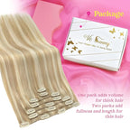 Ve Sunny Hair Extensions Clip ins Double Weft Real Hair Extensions Clip in Human Hair Highlight Blonde Clip in Hair Extensions for Women 20inch 120g