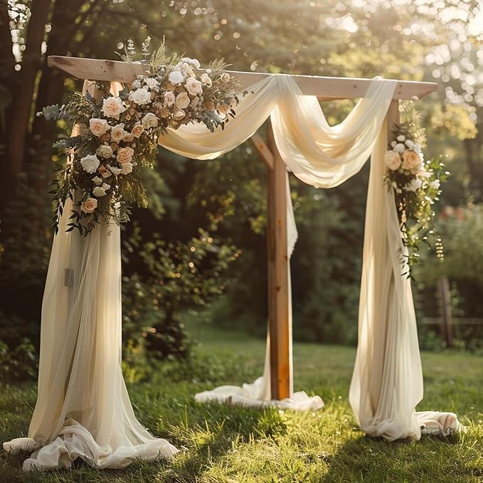 Wedding Arch Draping Fabric Backdrop Drapes 28.7" x 20FT, Champagne | Sheer - Image 7