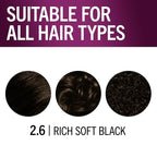 Schwarzkopf Keratin Permanent Hair Dye Cream, 2.6 Rich Soft Black, Professional Quality Color for Up to 100% Gray Coverage, Bond Enforcing System