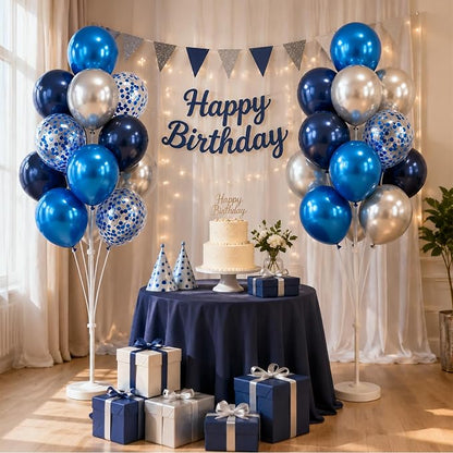 2 Sets Navy Blue Silver Balloon Column Kit - Image 7