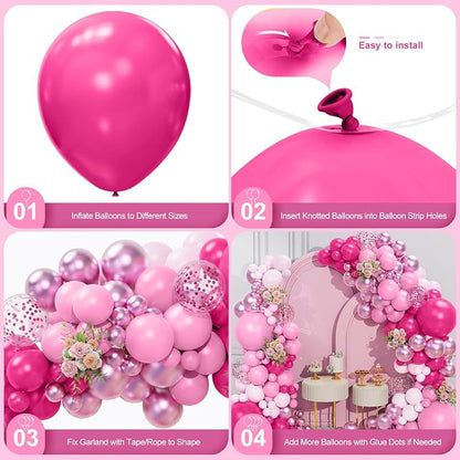 Pink Balloon Garland Arch Kit 156 Pcs Different Sizes 18 12 10 5 Inch Hot Pink - Image 5