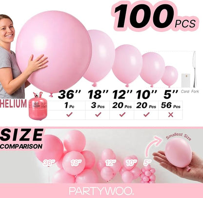 PartyWoo Baby Pink Balloons 100pcs Pastel Pale Light Pink Color | 36 18 12 10 5 - Image 6
