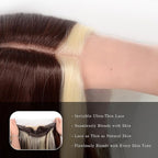 Brown Mix Blonde Long Straight Layered Wig 26 Inches Long Straight Wigs for Women Synthetic Lace Front Wig Middle Part Synthetic Wigs for Daily Cosplay Party Use(#Brown Mix Blonde, 26 Inch)