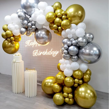127pcs Silver Gold White Latex Balloons Garland Arch Kit 18in 12in 10in 5in - Image 7