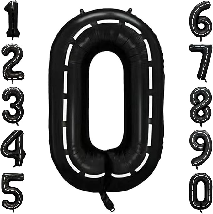 Black and White Stripes Number 0 Balloon 40 Inch, Foil Road Style Numeral | by Unknown