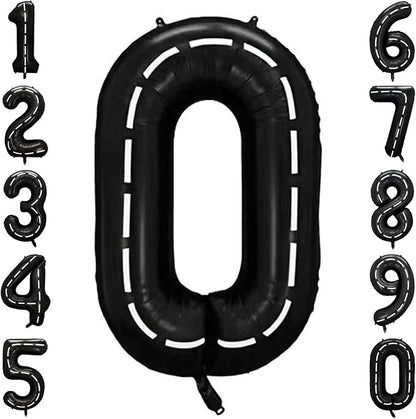 Black and White Stripes Number 0 Balloon 40 Inch, Foil Road Style Numeral | by Unknown