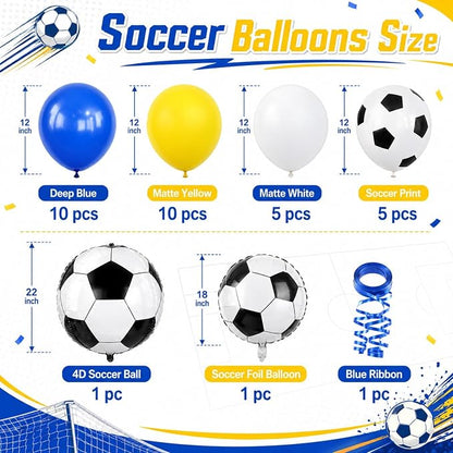 Blue and Yellow Soccer Balloons Set - Image 3