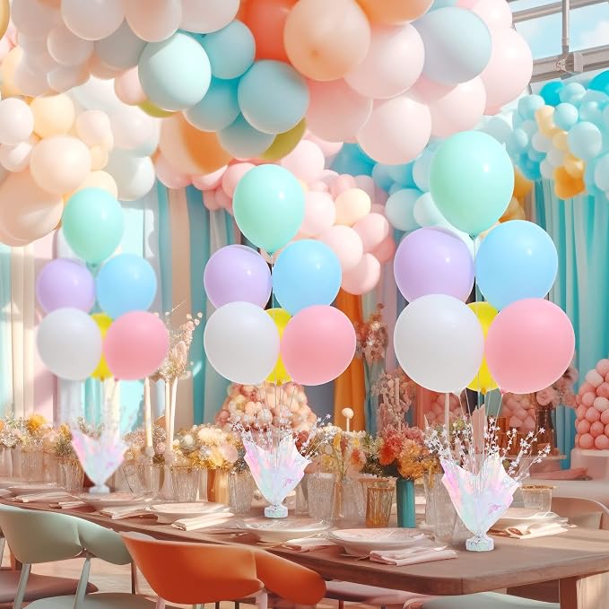 2 Set Pastel Birthday Decorations Rainbow Party Table Balloons Centerpiece - Image 2