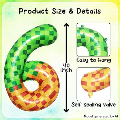 40 Inch Pixel Foil Number 16 Balloon - Image 2