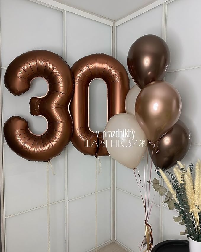 Number 2 Balloons 40 Inch Coffee Brown Balloon - Image 4