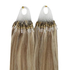 YoungSee Micro Bead Hair Extensions Real Human Hair Highlight Microbead Hair Extensions Human Hair Light Brown Mix Blonde Highlight Micro Link Hair Extension Remy Hair Silky Straight 22Inch 50s 50g