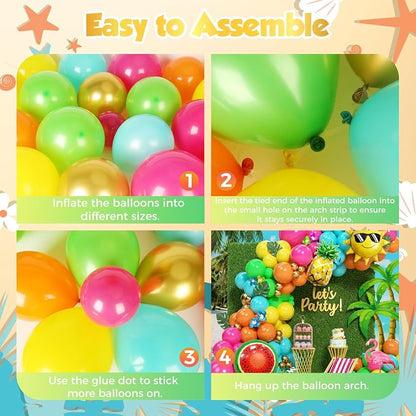 Tropical Hawaiian Summer Balloon Garland Arch Kit 152Pcs, Hot Pink Orange - Image 3