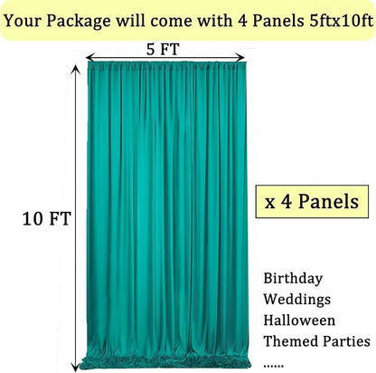 20ft x 10ft Wrinkle Free Turquoise Backdrop Curtains - Image 2