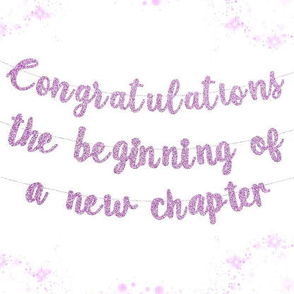Pre-Strung Congratulations Banner New Chapter & Journey Hanging Garland Glitter by Unknown