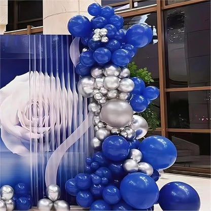 130pcs 8 12 10 5 Inch Royal Blue and Silver Latex Balloons Garland Arch Kit | - Image 5