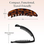 Kitsch Banana Clips For Women - Retro 80’s Style Hair Clips | Secure & Durable No Crease, Cute Claw Clips for Styling, Ponytails & Updos | Ideal Gifts for Women - Black & Tort Hair Accessories, 2pcs