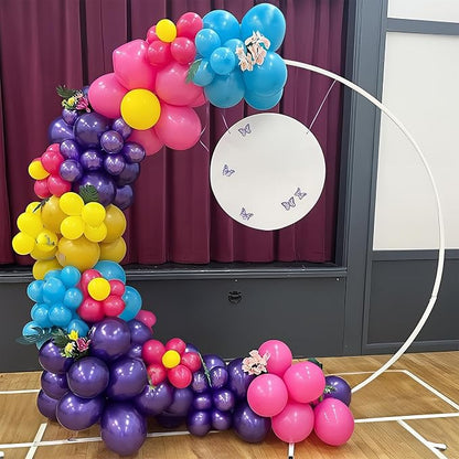 HILAVO Pink Blue Purple Balloons Garland Arch Kit 132 Pcs Hot Pink Metallic - Image 5