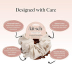 Kitsch Recycled Satin Oversized Scrunchies – Large Hair Scrunchies for Women, Eco-Friendly Hair Ties & Ponytail Holders | Ideal Gifts for Women - Camel & Cream, 2pc Set