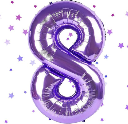 Purple Number Balloons, 40 Inch Purple Balloon 8.8 Helium Balloon 8th Birthday by Yeodong