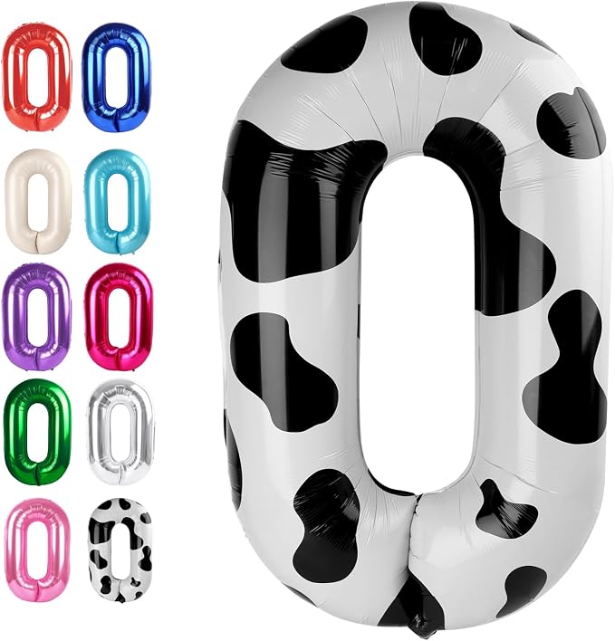 Cow Print Number 0 Balloon 40 inch, Cow Birthday Party Balloons Decorations | by Upgesy