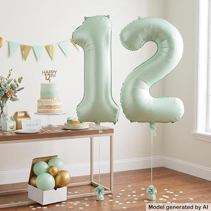 40 Inch Number 12 Balloon for 12th Birthday Decorations Olive Green | Large - Image 5