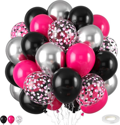 Hot Pink and Black Balloons, for Girls Wedding Bridal Shower Birthday Party by FEYG