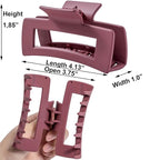 Burgundy Large Hair Claw Clips for Thick/Fine/Thin Hair, Strong Holding Teeth Interlocking Maroon Women Jaw Clips 3 Count Set-Oxblood