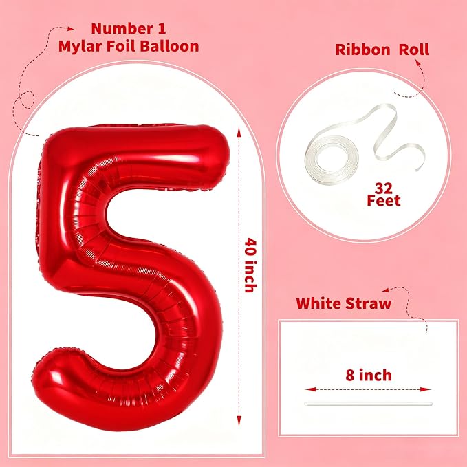 Number Balloons Red Party Balloon - Image 2