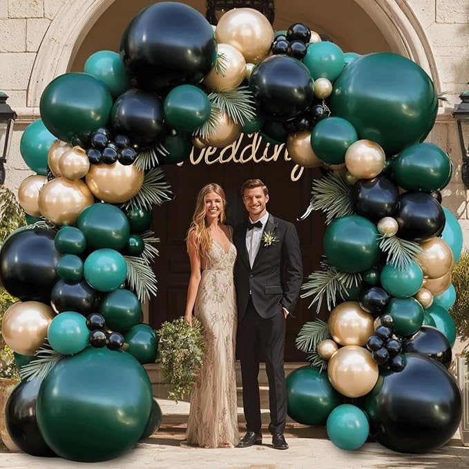 Emerald Dark Green Black Gold Balloon Arch Kit 119 PCs Double Stuffed | Luxury - Image 3