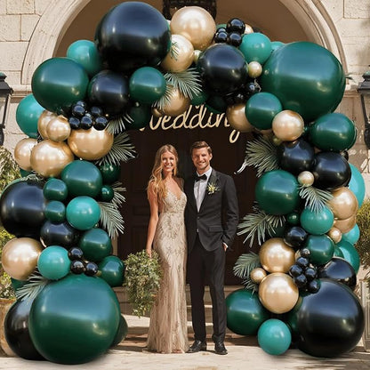 Emerald Dark Green Black Gold Balloon Arch Kit 119 PCs Double Stuffed | Luxury - Image 3