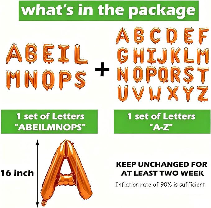 36 Pcs Orange Letter Balloons, Custom A-Z Set - Image 3