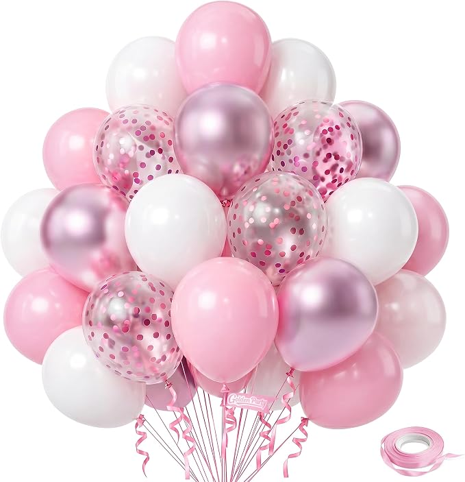 Pink White Balloons, Anniversary, Graduation, Wedding Party Decorations by GoldenParty
