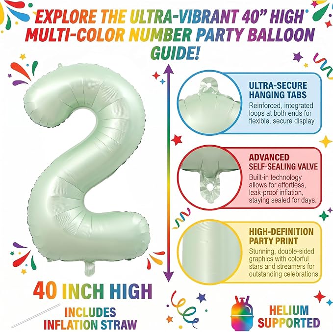 40 Inch Olive Green Number 20 Balloon - Image 2