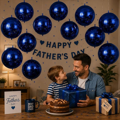 14 Pcs Navy Blue Round Foil Balloons 22/15/10 4D Ball Balloons Dark Blue - Image 6