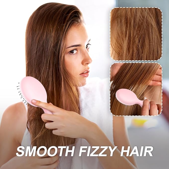 Mini Hair Bursh for Kids Women and Men, Protable Travel Size Hair Brush for Pockets Purse backpack,Mini Detangler Brush for All Hair Types, Small Hair Brush for Detangling(1 Pack-Pink)