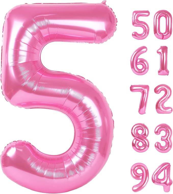 Pink 5 Balloon - Number Balloon 40 Inch, 5th Pink Birthday Decorations | Large by IWERP