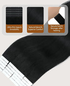 VINBAO Invisible Tape in Hair Extensions Human Hair 45g 20pcs Jet Black Seamless Injected Tape in Extensions Real Human Hair Seamless Pro Invisible 16inch #1