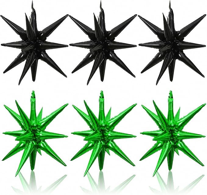 HILAVO 6PCS Black Green Star Balloons, 22Inch Huge Explosion Star Balloons by HILAVO