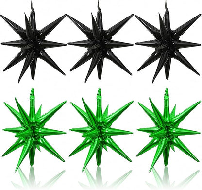 HILAVO 6PCS Black Green Star Balloons, 22Inch Huge Explosion Star Balloons by HILAVO