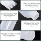 Pimoys Root Comb Applicator Bottle 6 Ounce, Oil Applicator for Hair Dye, Hair Oiling Bottle Brush with Graduated Scale, White