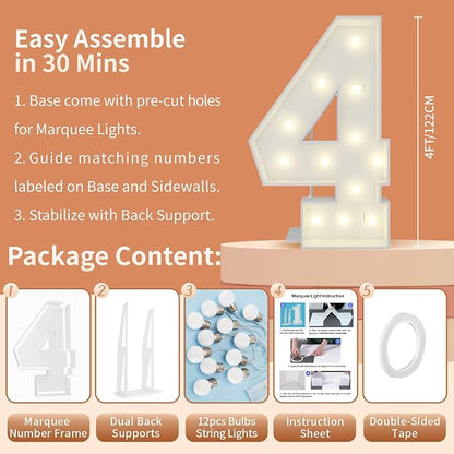 4FT Light Up Numbers Letters, Mosaic Numbers - Image 5