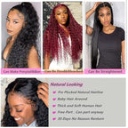 13x4 Human Hair Lace Front Wigs for Black Women 180% Density Brazilian Deep Wave HD Transparent Lace Front Wig with Baby Hair Pre Plucked Bleached Knots(18inch,Natural Black)