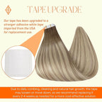 Full Shine Tape in Hair Extensions Human Hair 12Inch Balayage Color 8 Ash Brown Fading to 60 Highlighted 18 Ash Blonde Seamless Hair Extensions Real Human Hair Tape in 30G 20Pcs for Women Soft Remy