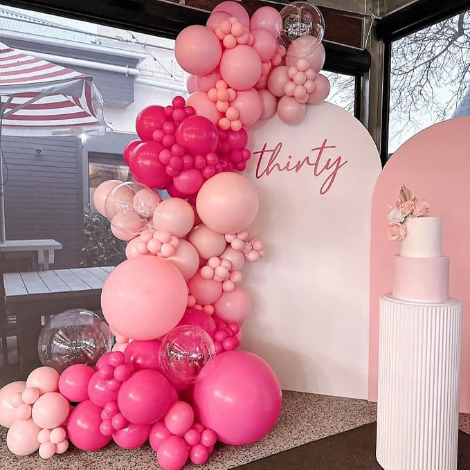 HILAVO Pink Mixed Balloons Set, 12 Inch Hot Pink Pastel Light Baby Pink - Image 6