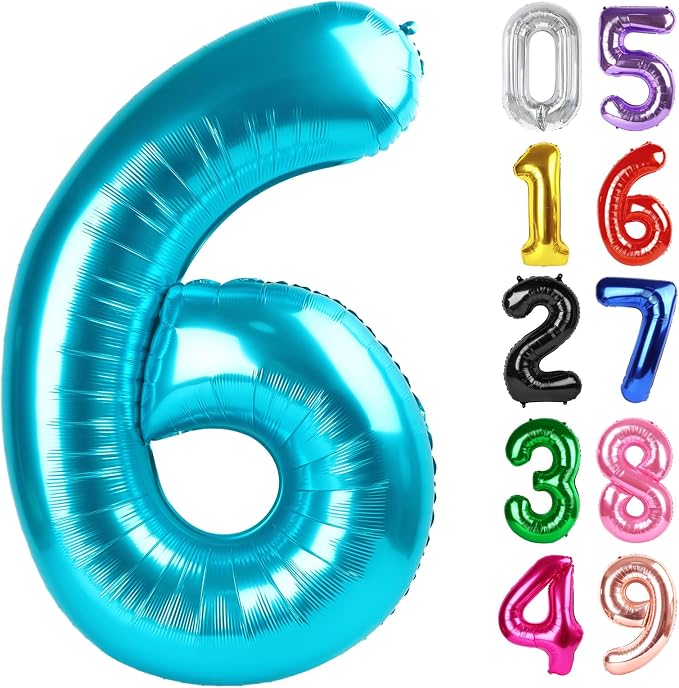 Light Blue Number 6 Balloon 40 Inch, 6th Birthday Decorations Men Women | Foil by IWERP