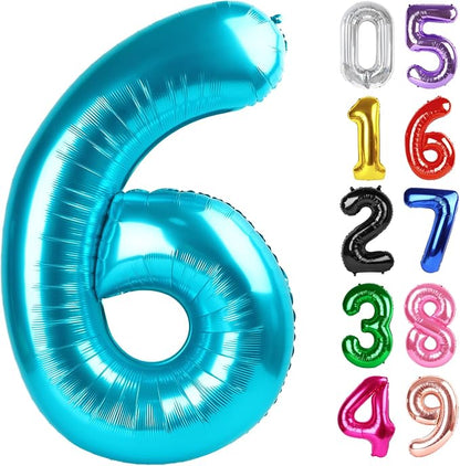 Light Blue Number 6 Balloon 40 Inch, 6th Birthday Decorations Men Women | Foil by IWERP